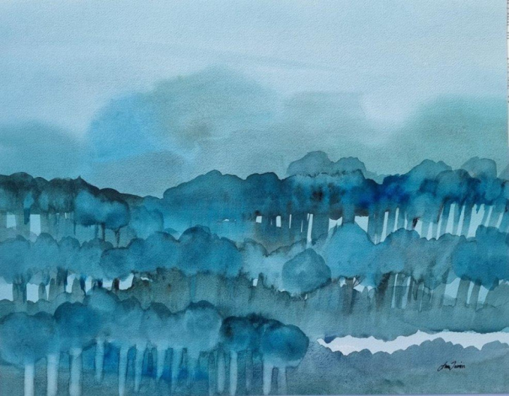 De blå träden 3 i gruppen Alla konstverk / Akvarell hos NOA Gallery (100185_Anna Jormin 3)